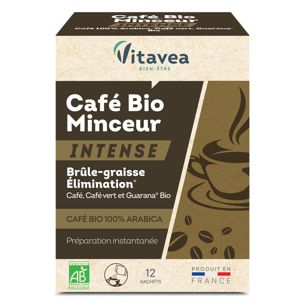 Café BIO Minceur Intense VITAVEA Bien-être, un complément alimentaire en sachets pour une cure de 12 jours.