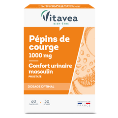 Pépin de courge 1000mg VITAVEA Bien-être, un complément alimentaire en capsules pour une cure de 30 jours.