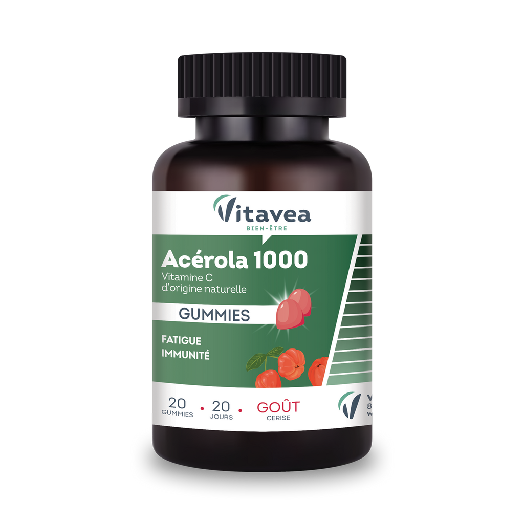 Gummies Vitamine C Acérola VITAVEA Bien-être, un complément alimentaire en gummies pour une cure de 20 jours.