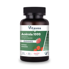 Gummies Vitamine C Acérola VITAVEA Bien-être, un complément alimentaire en gummies pour une cure de 20 jours.